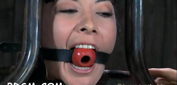  Nude and gagged playgirl receives wild cunt pleasuring